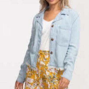 Tencel Raw Hem Chambray Shacket new with tag size small